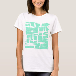 Retro moderne Rechtecke auf verdünntem Aqua T-Shirt