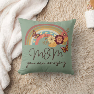 Retro Moderne Regenbogen-Blume , MUTTER Du Bist Er Kissen