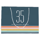 Retro Moderne Regenbogenstreifen Geburtstag 35. Ge Große Geschenktüte (Rückseite)