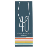 Retro Moderne Regenbogenstreifen Geburtstag 40. Ge Geschenktüte Für Weinflaschen (Rückseite)