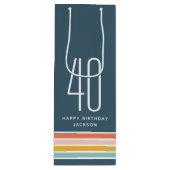 Retro Moderne Regenbogenstreifen Geburtstag 40. Ge Geschenktüte Für Weinflaschen (Vorderseite)