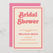 Retro Moderne rosa orange Bridal Dusche Einladung (Vorne/Hinten)