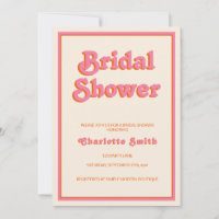 Retro Moderne rosa orange Bridal Dusche Einladung