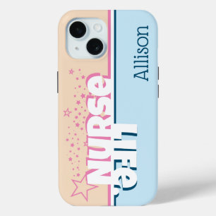 Retro-Moderne Rosa und Blaue Pflegepersonal-Persön Case-Mate iPhone Hülle