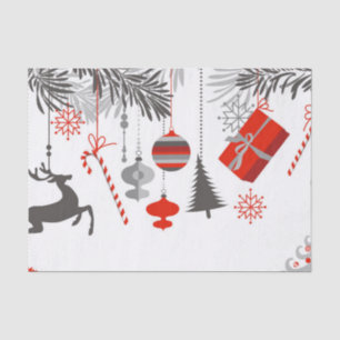 Retro moderne rote u. graue Weihnachtsverzierungen Seidenpapier