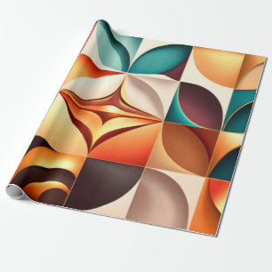 Retro Moderne Sammlung Abstrakter Plätze Geschenkpapier