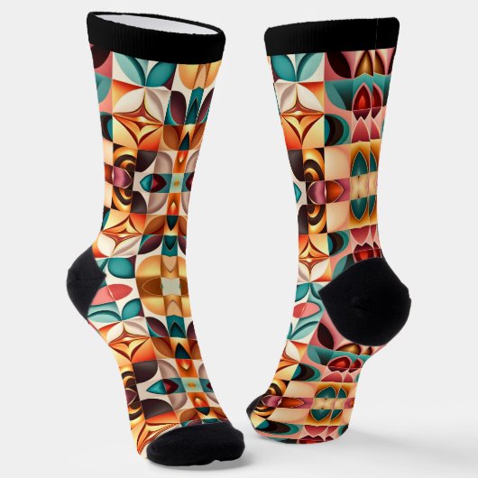Retro Moderne Sammlung Abstrakter Plätze Socken (Gewinkelt)