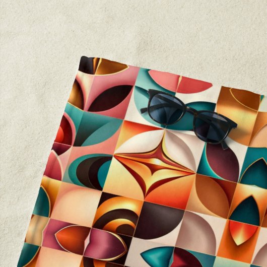 Retro Moderne Sammlung Abstrakter Plätze Strandtuch (Beispiel)