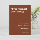 Retro Moderne schicke Getränke Gratis Terracotta W Einladung (Stehend Vorderseite)