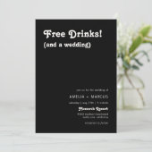 Retro Moderne schicke, kostenfreie Getränke Black  Einladung (Stehend Vorderseite)