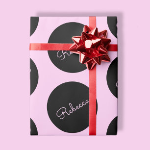 Retro-moderne Schwarz-Rosa-Punkte-Design Geschenkpapier