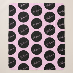 Retro-moderne Schwarz-Rosa-Punkte-Design Sherpadecke