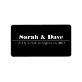 Retro-Moderne Schwarz-Weiß-Hochzeit-Rücksendeadres Adressaufkleber (Vorne)