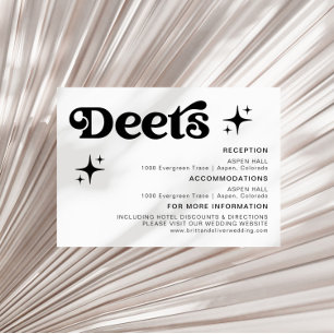 Retro Moderne Schwarz-Weiß-Hochzeitsdetails Begleitkarte