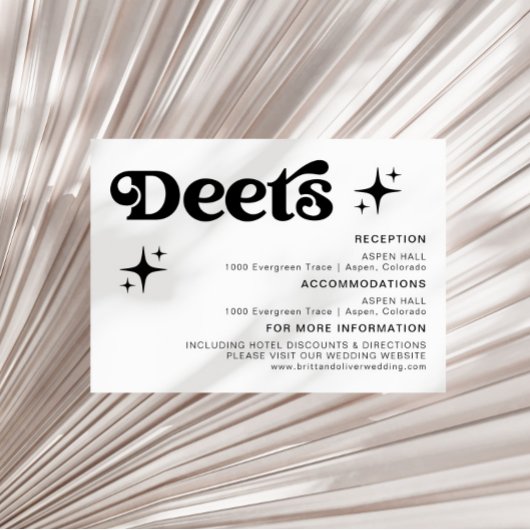 Retro Moderne Schwarz-Weiß-Hochzeitsdetails Begleitkarte