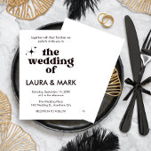 Retro Moderne Schwarze Fett & Chic Hochzeit Einladung