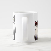 Retro Moderne schwarze und weiße Katze und Kitten Jumbo-Tasse (Rückseite)