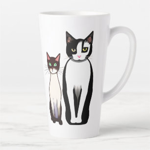 Retro Moderne schwarze und weiße Katze und Kitten Milchtasse