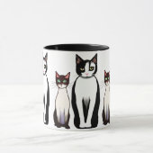 Retro Moderne schwarze und weiße Katze und Kitten Tasse (Zentrum)