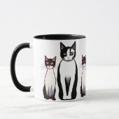 Retro Moderne schwarze und weiße Katze und Kitten Tasse (Links)