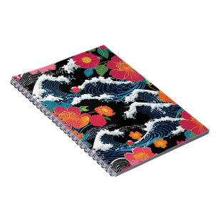 Retro moderne Seigaiha Sakura Blumen Japan Party Notizblock