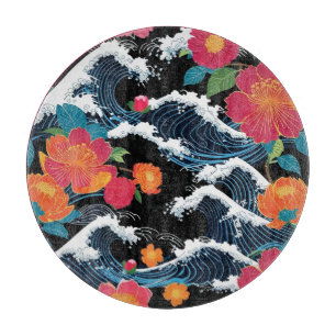 Retro Moderne Seigaiha Sakura Blumen Japan Party Schneidebrett