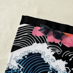Retro Moderne Seigaiha Sakura Blumen Japan Party Strandtuch