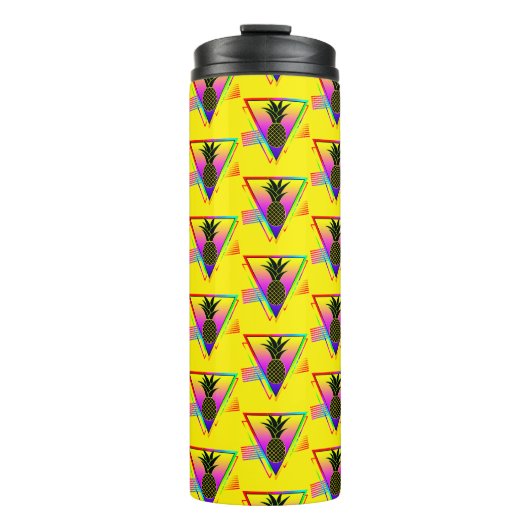 Retro Moderne Silhouette Ananas Sommerfrucht Thermosbecher (Vorderseite)
