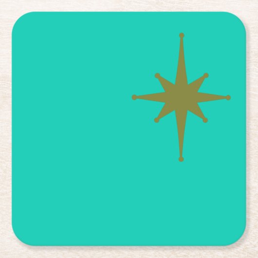 Retro Moderne Sternexplosion Mitte des Jahrhundert Rechteckiger Pappuntersetzer (Vorderseite)