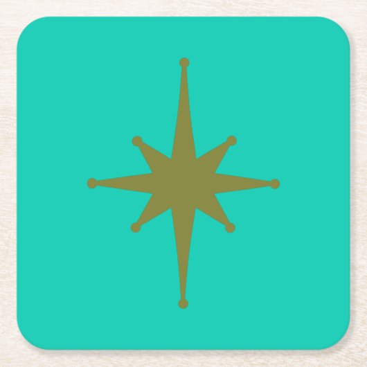 Retro Moderne Sternexplosion Mitte des Jahrhundert Rechteckiger Pappuntersetzer (Vorderseite)