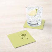 Retro Moderne Sternexplosion Trio Olive Rechteckiger Pappuntersetzer (Vor Ort)