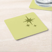 Retro Moderne Sternexplosion Trio Olive Rechteckiger Pappuntersetzer (angewinkelt)