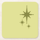 Retro Moderne Sternexplosion Trio Olive Rechteckiger Pappuntersetzer (Vorderseite)