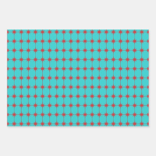 Retro Moderne Sternexplosionen Muster Mitte des Ja Geschenkpapier Set (Vorderseite 3)