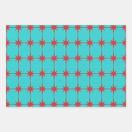 Retro Moderne Sternexplosionen Muster Mitte des Ja Geschenkpapier Set (Vorderseite 2)