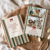 Retro Moderne Streifen & Bow Frohe Weihnachten 3 F