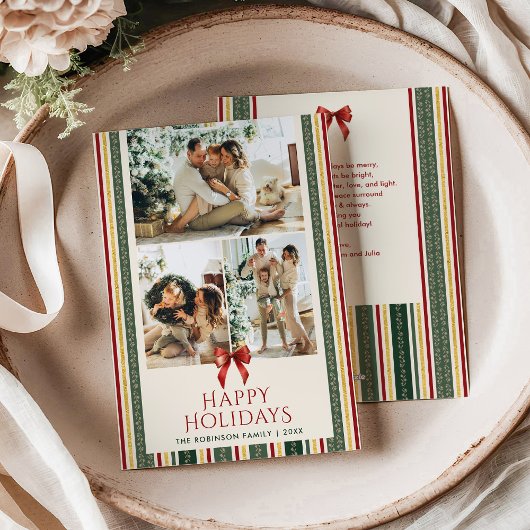 Retro Moderne Streifen & Bow Frohe Weihnachten 3 F