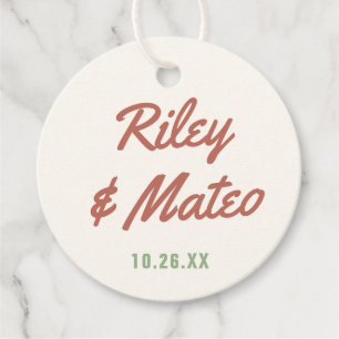 Retro Moderne Typografie Fette Funky Erdtöne Hochz Geschenkanhänger