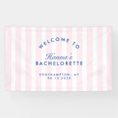 Retro Moderne Vintage Marine & Pink Bachelorette Banner (Horizontal)