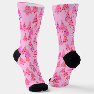 Retro Moderne Weihnachtsbäume, Pastellrosa Socken