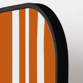 Retro Moderne weiße Streifen Orange Personalisiert Pickleball Schläger (Linke Seite)