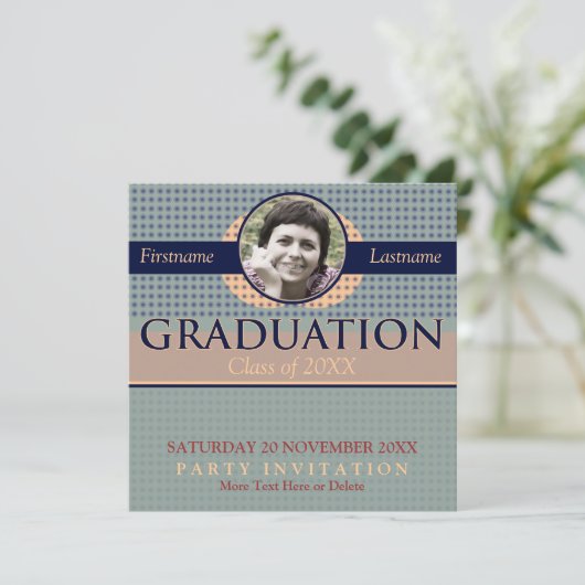 Retro Moderner Abschluss mit Foto Einladung (Stehend Vorderseite)