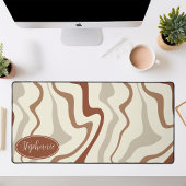 Retro Moderner Abstrakter Marmor, braun und creme Schreibtischunterlage