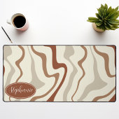 Retro Moderner Abstrakter Marmor, braun und creme Schreibtischunterlage