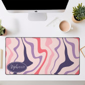 Retro Moderner Abstrakter Marmor rosa und Lila Schreibtischunterlage