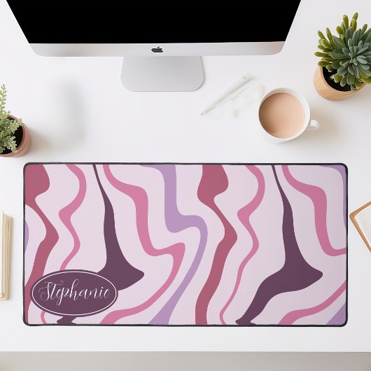 Retro Moderner Abstrakter Marmor Swirl Lila Mauve Schreibtischunterlage