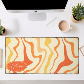 Retro Moderner Abstrakter Marmor Swirl Orange Gelb Schreibtischunterlage