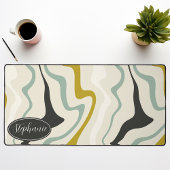 Retro Moderner Abstrakter Minze Schwarzer goldfarb Schreibtischunterlage