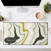 Retro Moderner Abstrakter Minze Schwarzer goldfarb Schreibtischunterlage