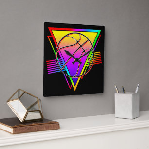 Retro-moderner Basketball Quadratische Wanduhr